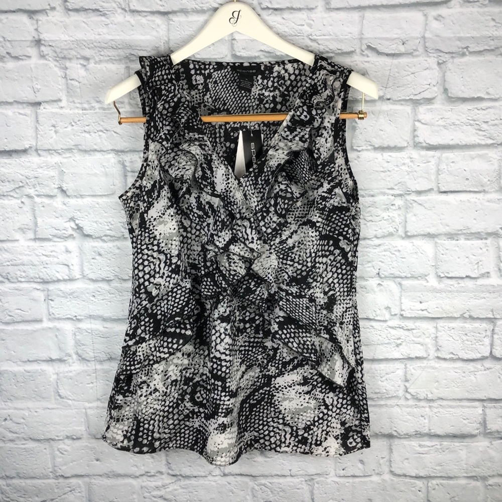 SPENSE Sleeveless Ruffle Neck Blouse NWT Size M